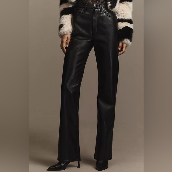AGOLDE x Anthropologie Recycled Leather 90s Pinch Waist Bootcut Pants sz 29 - Picture 1 of 9